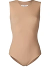 Maison Margiela Sleeveless Stretch Bodysuit In Beige