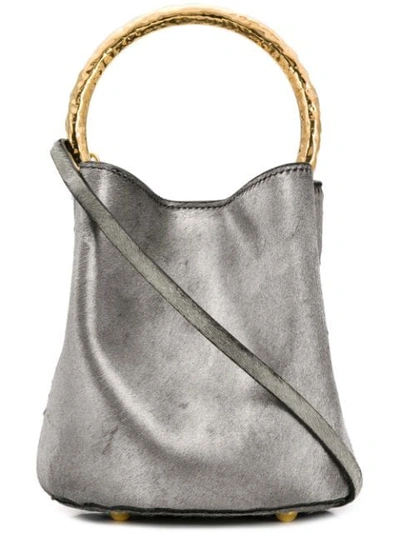 Marni Pannier Metallic Bucket Bag In Silver