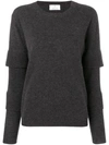 ALLUDE ALLUDE RIBBED SLEEVE JUMPER - GREY