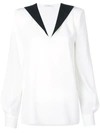 Givenchy Ladies White And Black Two-tone Silk-crepe Top