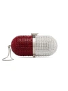 MARZOOK RED AND WHITE CRYSTAL EMBELLISHED PILL BAG