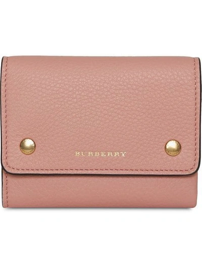 Burberry Small Leather Folding Wallet In Pink