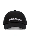 PALM ANGELS PALM ANGELS LOGO COTTON BLEND BASEBALL CAP - BLACK