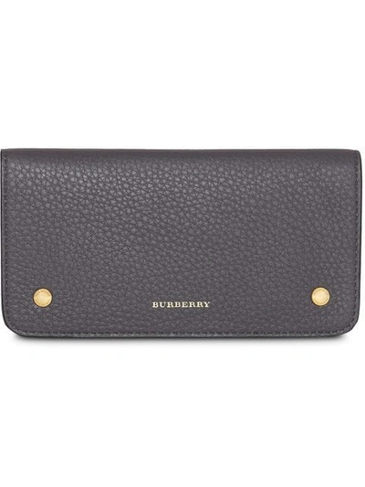 Burberry Leather Phone Wallet In Grey