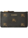 BURBERRY EQUESTRIAN KNIGHT LEATHER ZIP CARD CASE
