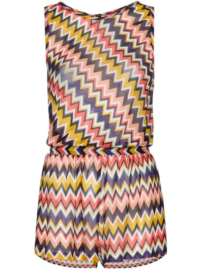 Missoni Sleeveless Zigzag Print Playsuit In Multicoloured