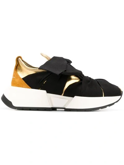 Mm6 Maison Margiela Suede-trimmed Stretch-knit And Canvas Sneakers In Black
