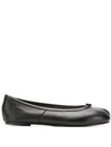 Maison Margiela 10mm Tabi Vintage Leather Ballerinas In Black