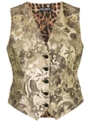 DOLCE & GABBANA BROCADE AND LEOPARD PRINT WAISTCOAT