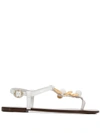 Dolce & Gabbana Coin Embellished Sandals In White