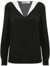 GIVENCHY CONTRASTING COLLAR BLOUSE
