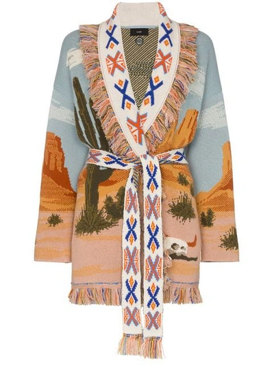 Alanui Canyon Sunrise Cashmere Belted Cardigan In 79988 Multicolor
