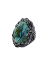 LYLY ERLANDSSON SILVER AND BLUE RESIN WINTER SHELL RING