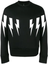Neil Barrett Oversized Thunder Print Sweatshirt In Black