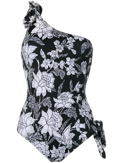 La Doublej Goddess Printed One-shoulder One-piece Swimsuit In Lilium Nero