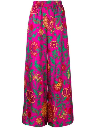 La Doublej Floral Palazzo Trousers In Pink