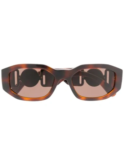 Versace Hexad Signature Sunglasses In Brown