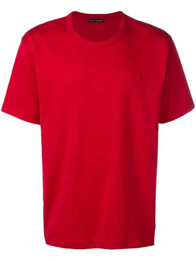 Acne Studios Nash Face Patch Cotton T-shirt In Red