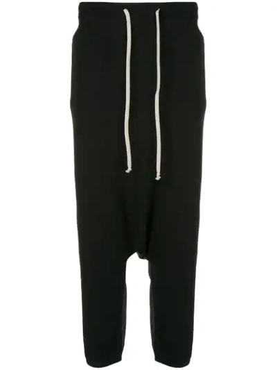 Rick Owens Drop Crotch Track Trousers In Black
