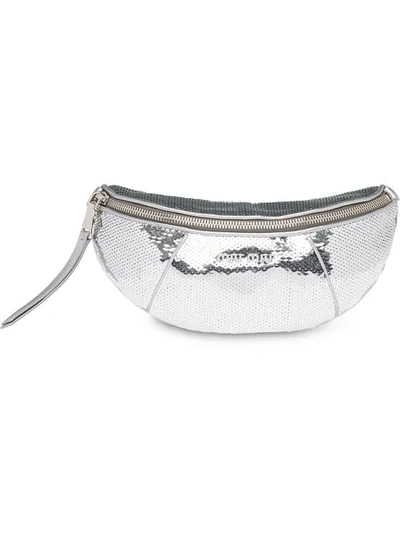 Miu Miu Sequin Belt Bag In Silver