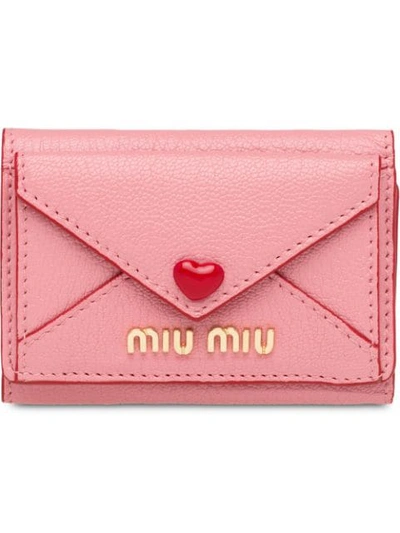 Miu Miu Madras Love Wallet In Pink