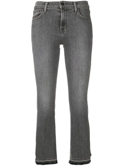 J Brand Selena Mid Rise Cropped Boot Denim Jeans In Grey