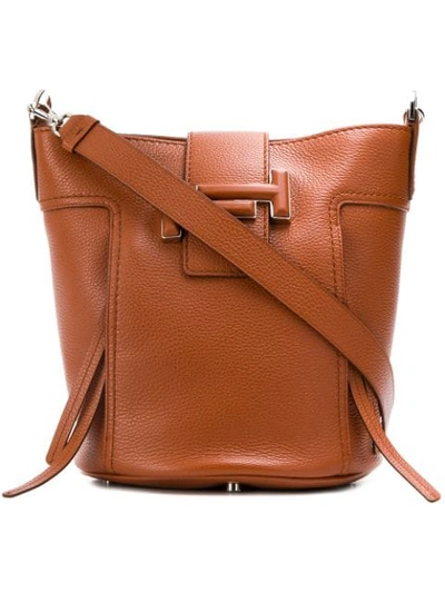 Tod's Small Double T Bucket Bag In Brown