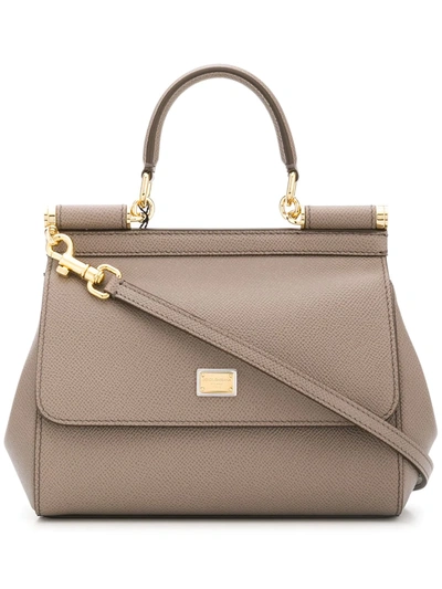 Dolce & Gabbana Medium Sicily Tote Bag In Gray