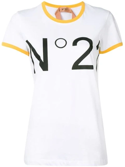 N°21 Logo T-shirt With Contrast Trim In White