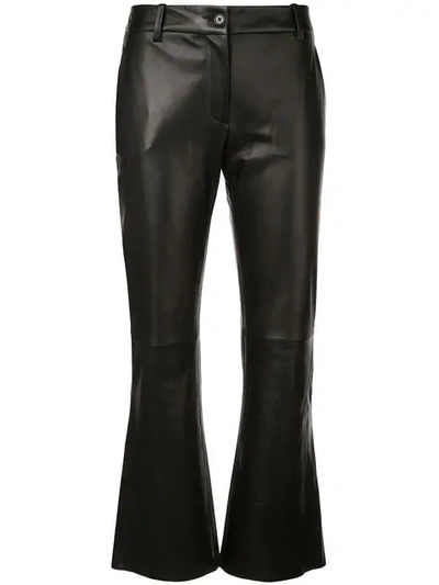 Nili Lotan Caden Leather Kick-flare Trousers In Black