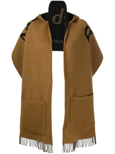 Burberry Archive Logo Wool Cashmere Hooded Scarf In Brown