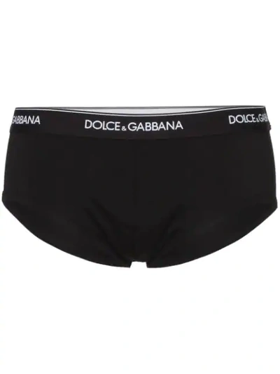 Dolce & Gabbana Mid-rise Briefs In Two-way Stretch Cotton Jersey In Black