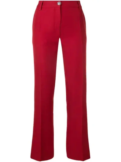 Valentino High-rise Flared Wool-blend Trousers In Red