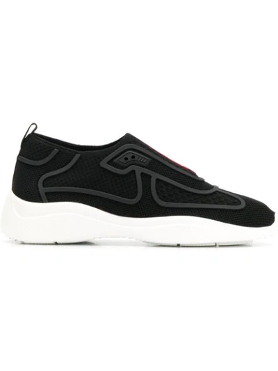 Prada America's Cup Rubber And Mesh Trainers In Black