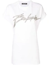 Balmain Sequin-embellished Logo T-shirt In White