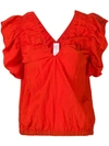 VICTORIA VICTORIA BECKHAM VICTORIA VICTORIA BECKHAM RUFFLE SLEEVE BLOUSE - RED