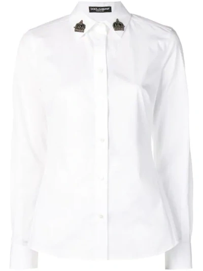 Dolce & Gabbana Embellished-collar Button-front Blouse In White