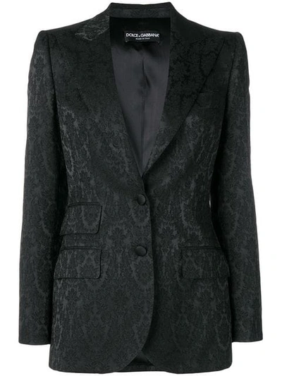 Dolce & Gabbana Floral-jacquard Single-breasted Blazer In Black
