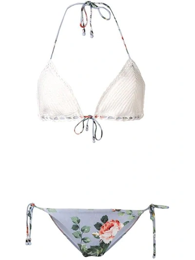 Zimmermann Bowie Two-piece Bikini In Celeste Bianco Multi