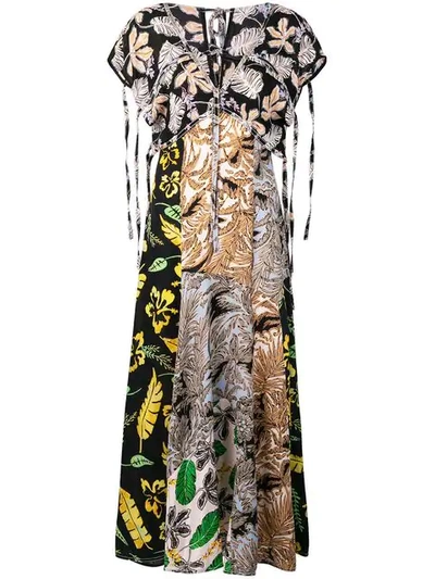 3.1 Phillip Lim / フィリップ リム Patchwork Printed Silk-crepe And Woven Maxi Dress In Palm Tree