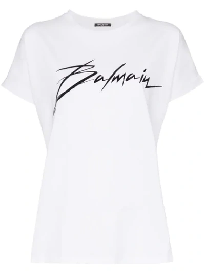 Balmain T-shirt Mit Logo-print In White