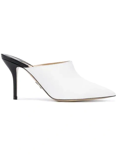Paul Andrew Certosa Point-toe Colourblock Leather Mules In White