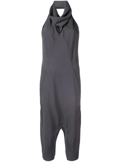 Rick Owens Draped Neck Jumpsuit In Grey
