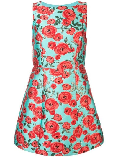Alice And Olivia Lindsey Structured Fit & Flare Dress In Light Aqua Multi