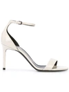 Saint Laurent Amber Patent-leather Sandals In Ivory