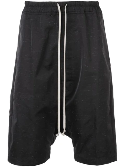 Rick Owens Drop Crotch Track Shorts In Black