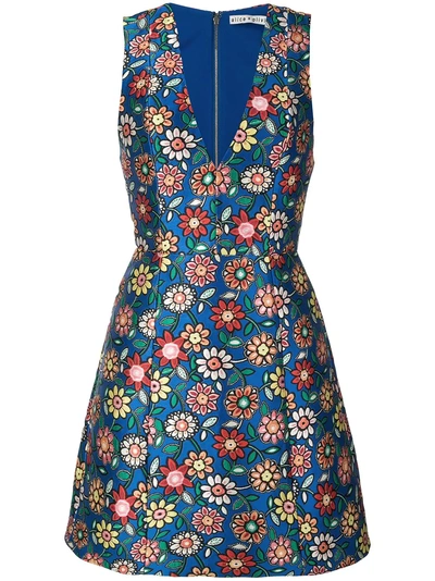 Alice And Olivia Alice+olivia Floral Print Mini Dress - Blue In Cobalt Multi