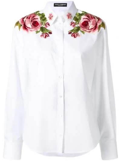 Dolce & Gabbana Floral Inserts Shirt In White