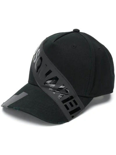 Dsquared2 Logo条纹帽子 - 黑色 In Black