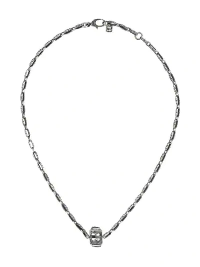 Gucci Sterling Silver G-cube Necklace With Crystal In Undefined